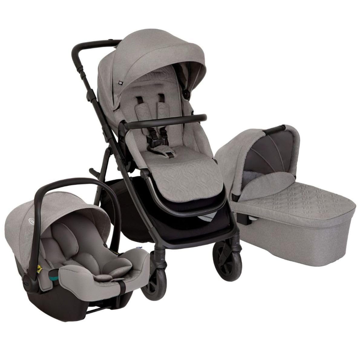 Graco Near2Me DLX Trio Travel System – Birth to 4 Years, Ash