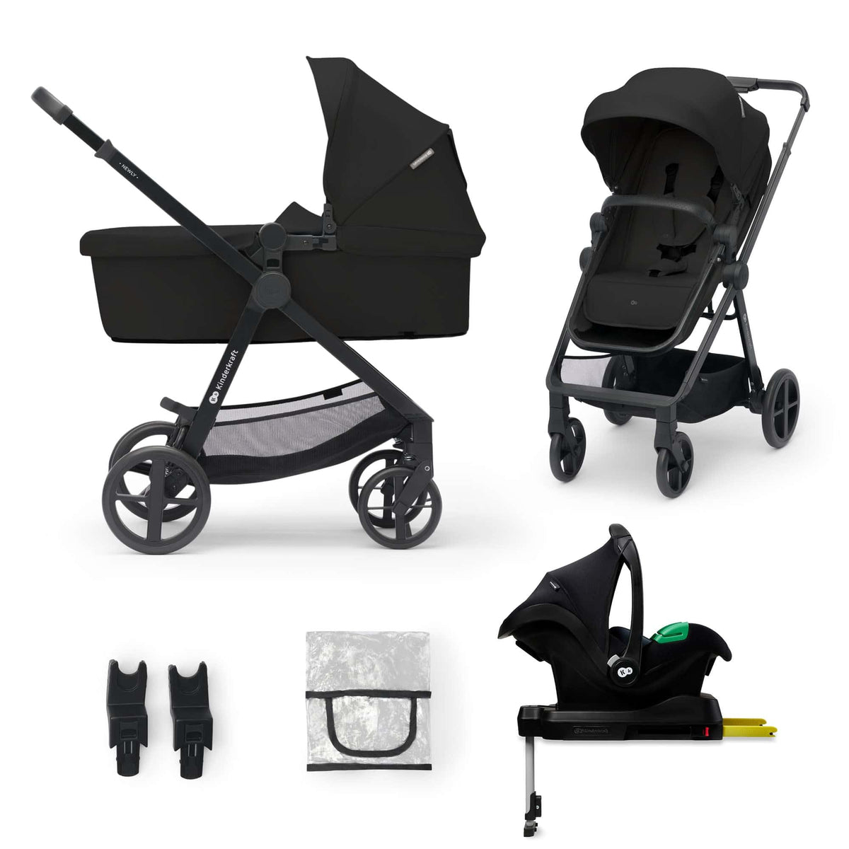 Kinderkraft Newly 4-in-1 Travel System with Car Seat | Black