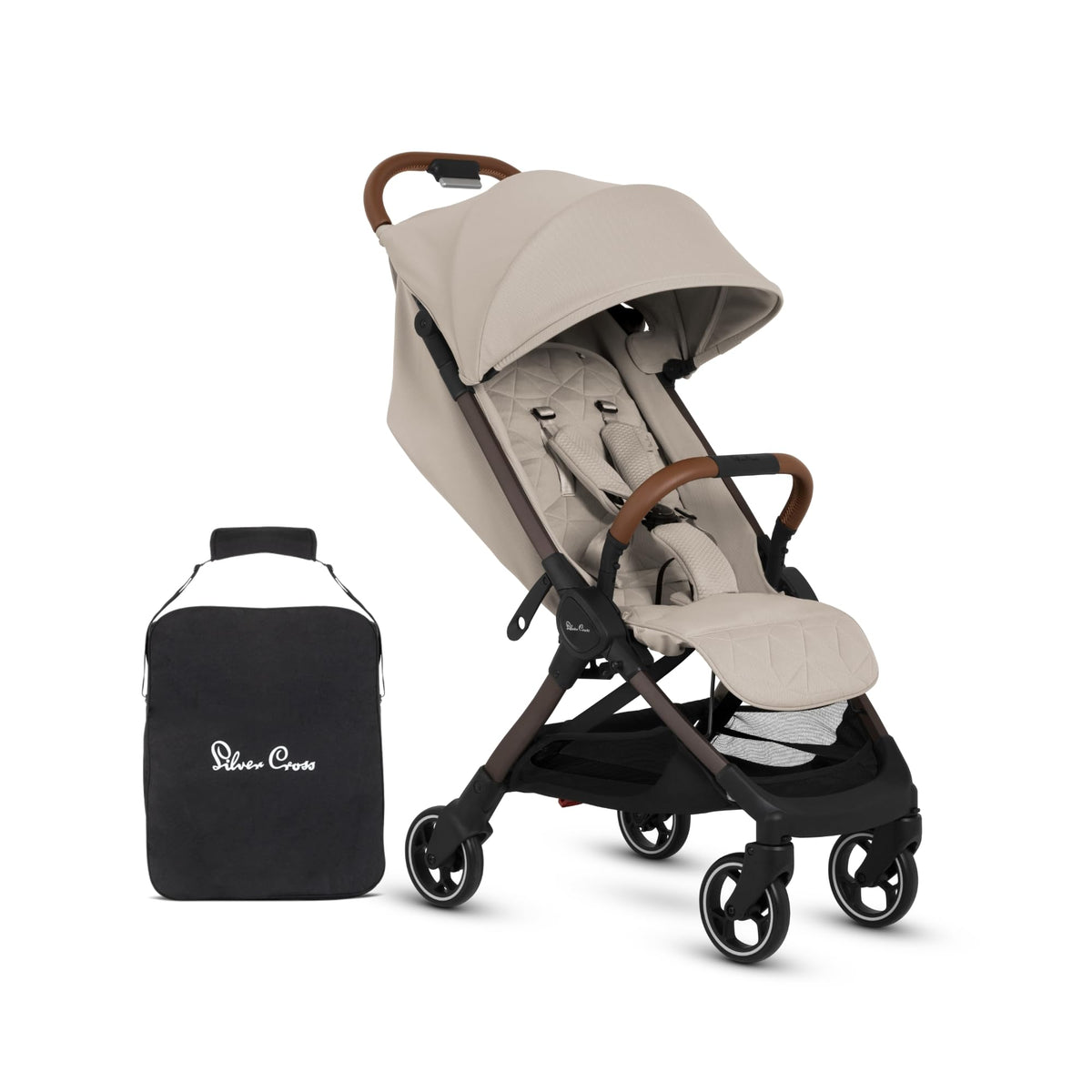 Silver Cross Clic 2 Compact Stroller & Travel Bag | Latte