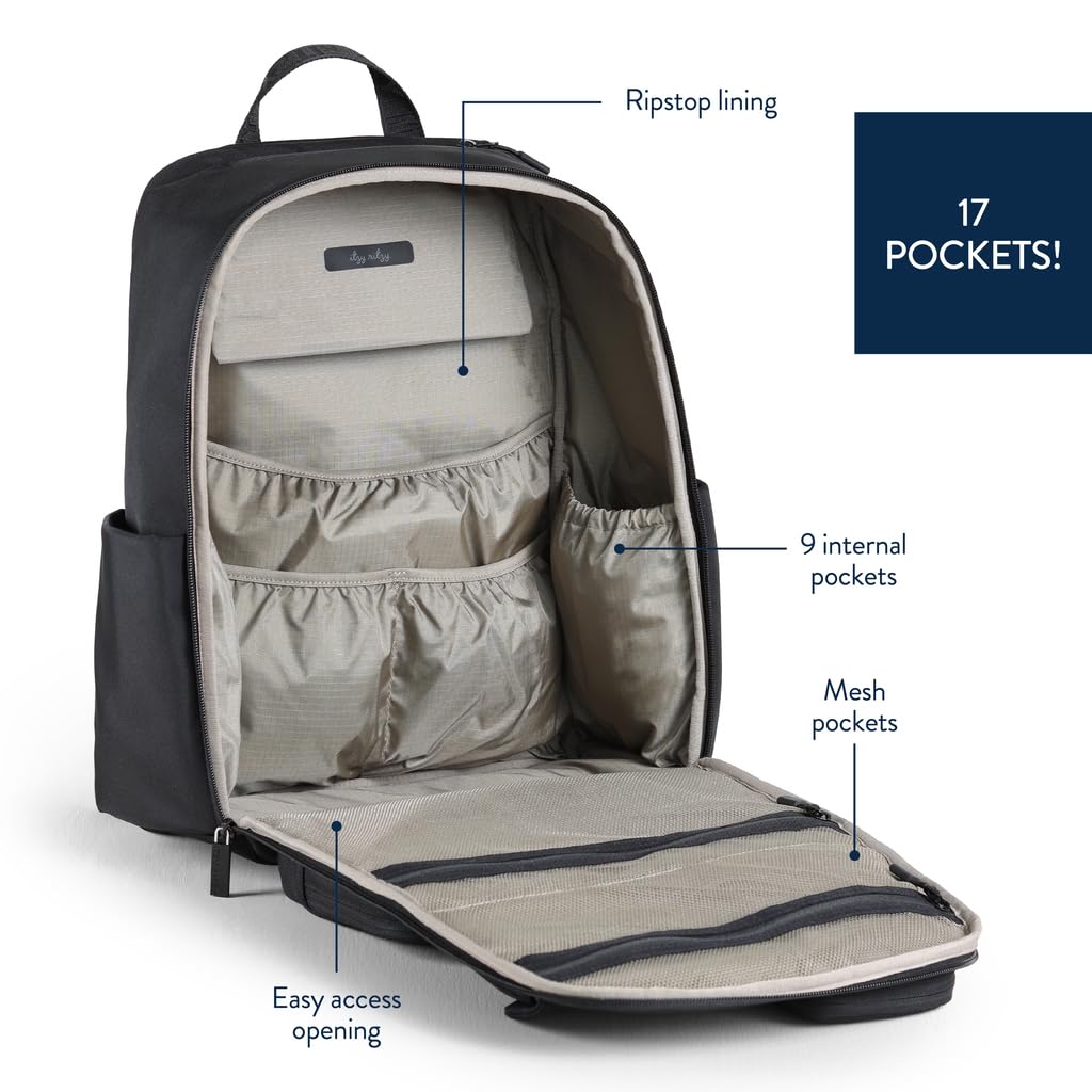 Itzy Ritzy Baby Changing Backpack – 17 Pockets, Diaper Bag, Black