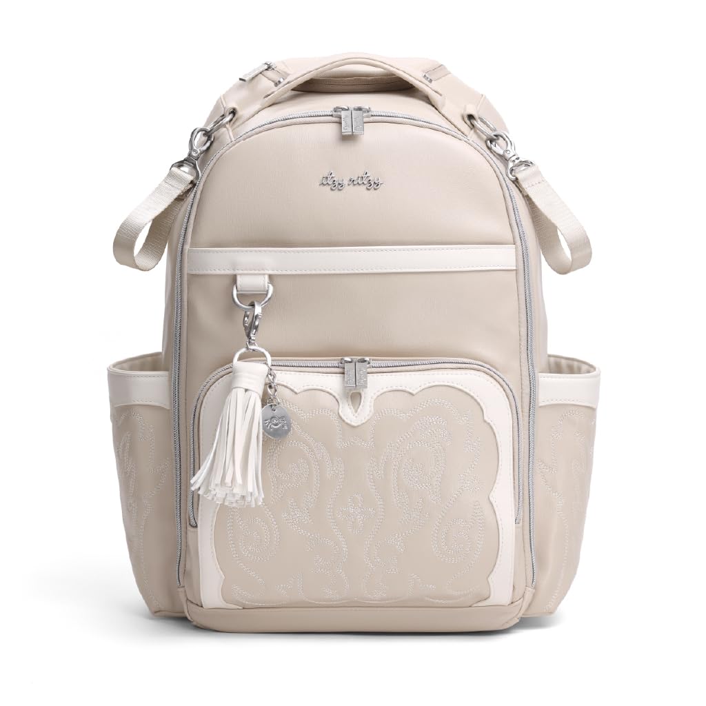 Itzy Ritzy Boss Plus Diaper Bag Backpack – 19 Pockets, Oat