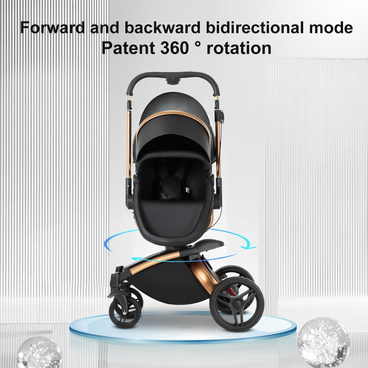Magic ZC 3-in-1 PU Leather Pushchair | 360° Seat | White