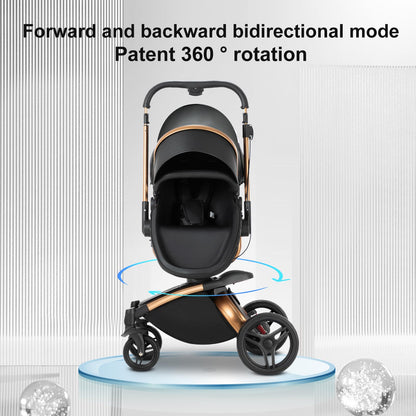 Magic ZC 3-in-1 PU Leather Pushchair | 360° Seat | White