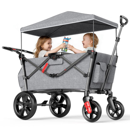 EVER ADVANCED Stroller Wagon for 2 Kids with Canopy & Harness