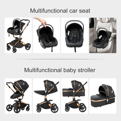 Magic ZC 3-in-1 PU Leather Pushchair | 360° Seat | White