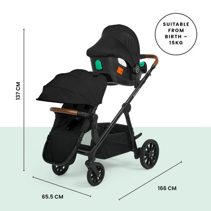 Ickle Bubba Virgo 11-Piece Single to Double Tandem Pram – Black