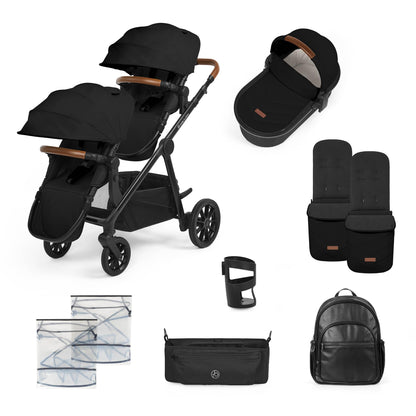 Ickle Bubba Virgo 11-Piece Single to Double Tandem Pram – Black