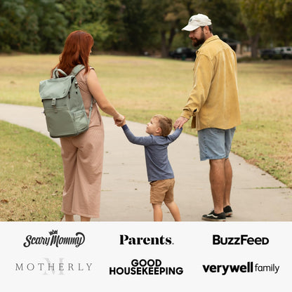 Huhu Diaper Bag Backpack with Changing Pad – Unisex, Sage