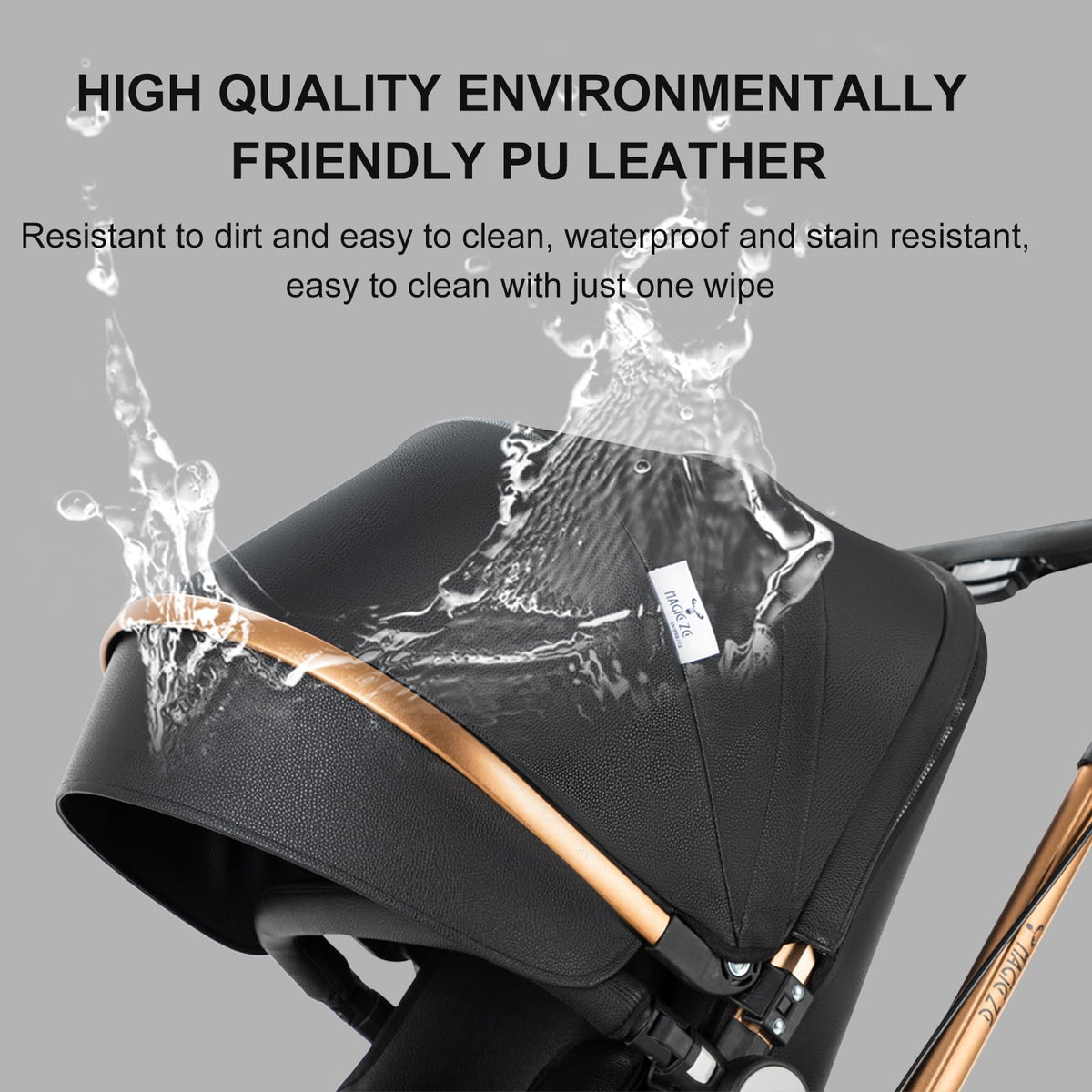Magic ZC 3-in-1 PU Leather Pushchair | 360° Seat | White