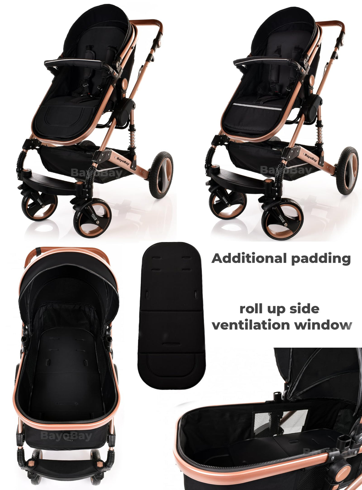 BayoBay 3-in-1 Travel System Pram & Car Seat – Silver Frame