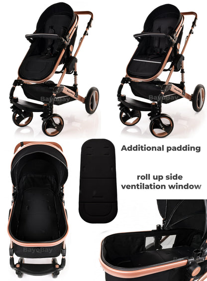 BayoBay 3-in-1 Travel System Pram & Car Seat – Silver Frame