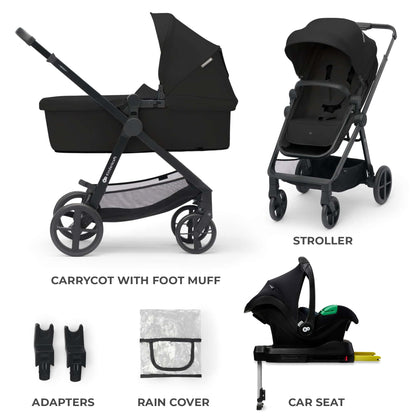 Kinderkraft Newly 4-in-1 Travel System with Car Seat | Black