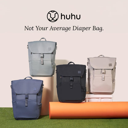 Huhu Diaper Bag Backpack with Changing Pad – Unisex, Sage