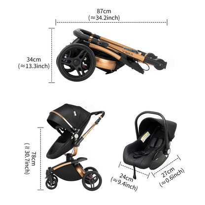 Magic ZC 3-in-1 PU Leather Pushchair | 360° Seat | White