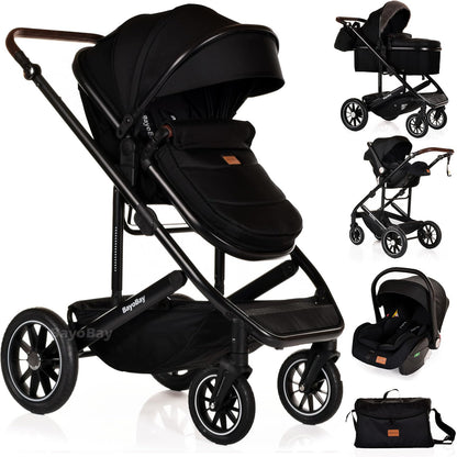 BayoBay 3-in-1 Travel System Stroller & Car Seat – Black