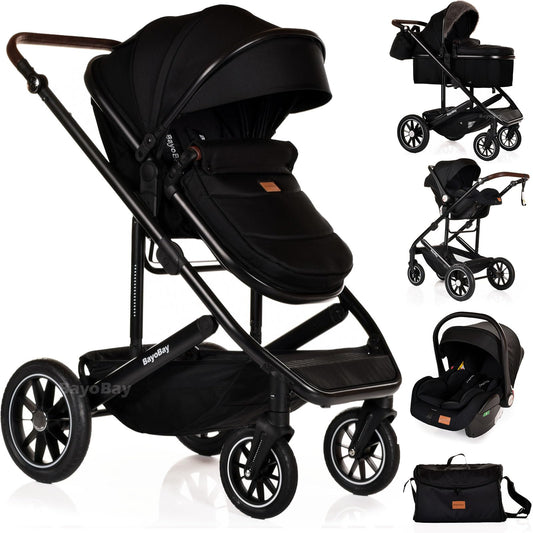 BayoBay 3-in-1 Travel System Stroller & Car Seat – Black