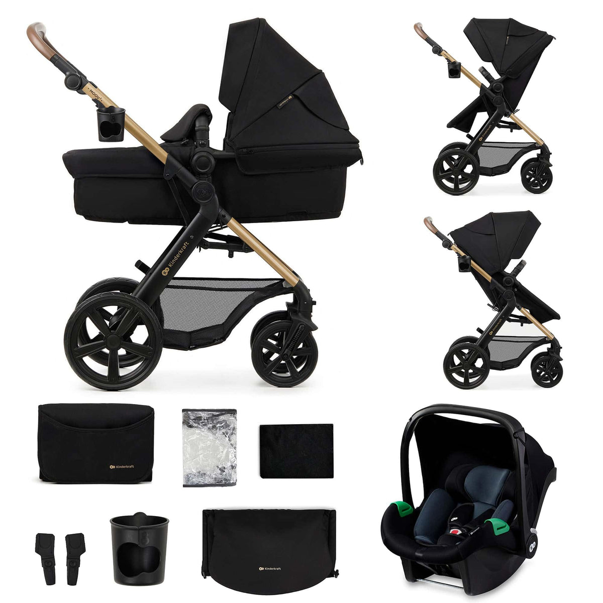 Kinderkraft MOOV 2 3-in-1 Pushchair Set | i-Size | Black