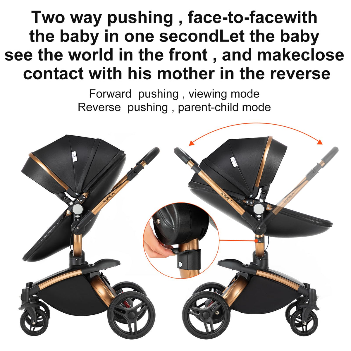 Magic ZC 3-in-1 PU Leather Pushchair | 360° Seat | White