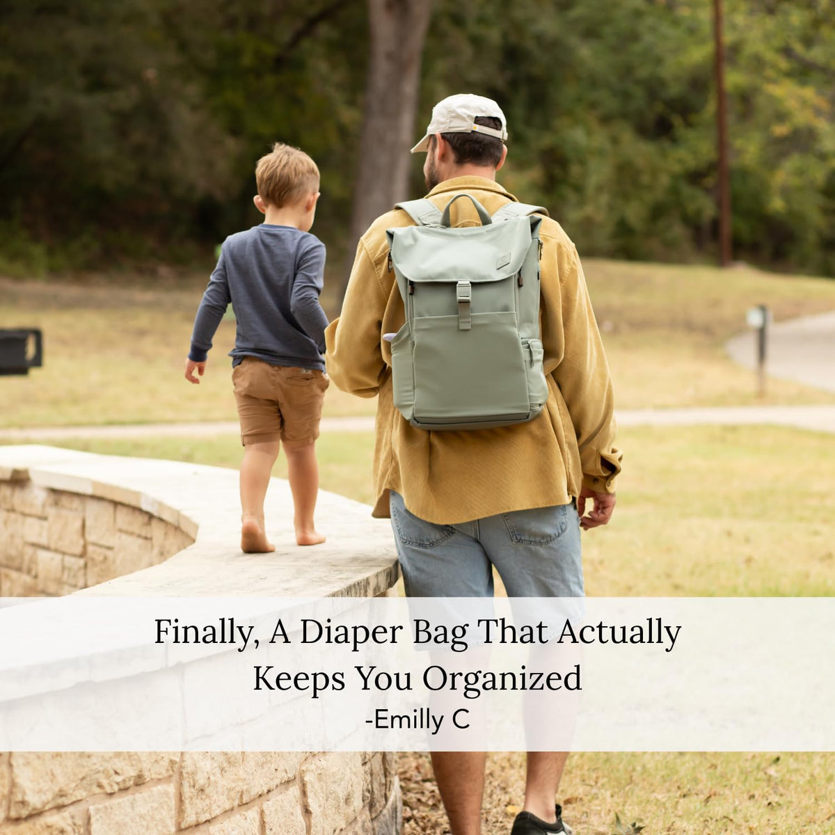 Huhu Diaper Bag Backpack with Changing Pad – Unisex, Sage