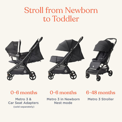 Ergobaby Metro3 Foldable Travel Stroller Birth–22kg – Beige