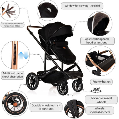 BayoBay 3-in-1 Travel System Stroller & Car Seat – Black