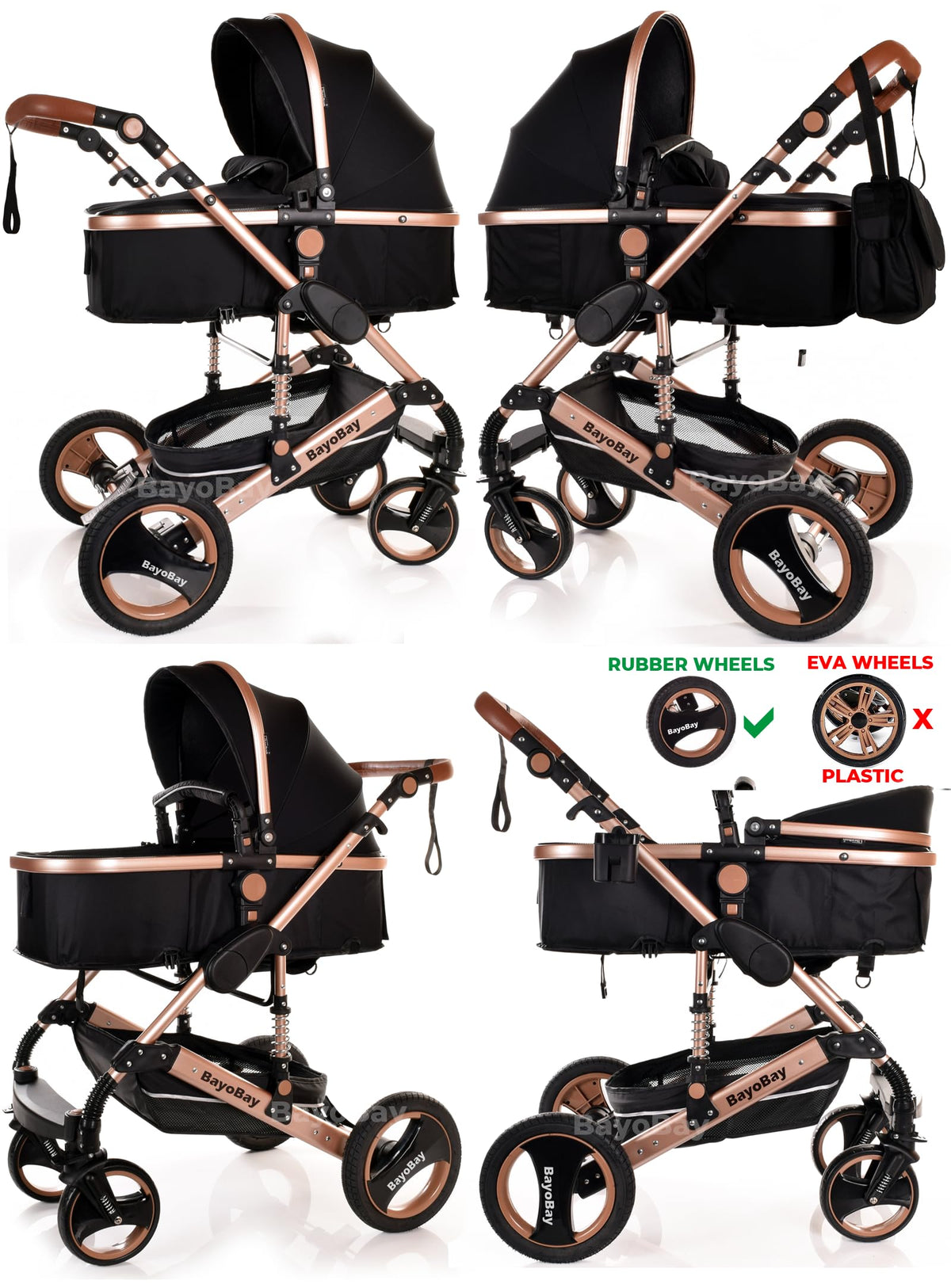 BayoBay 3-in-1 Travel System Pram & Car Seat – Silver Frame