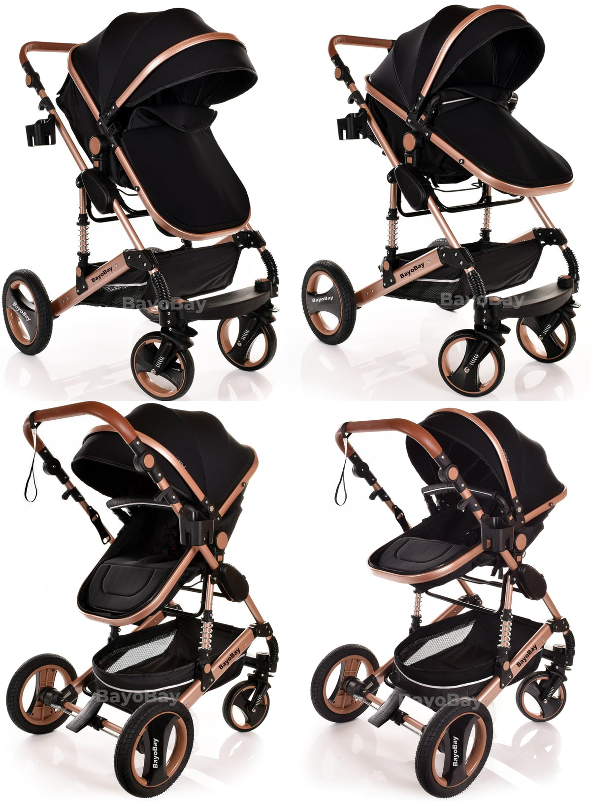 BayoBay 3-in-1 Travel System Pram & Car Seat – Silver Frame
