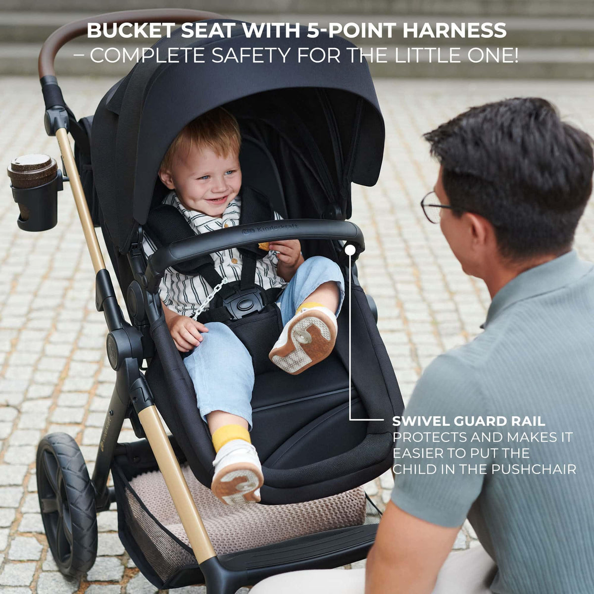 Kinderkraft MOOV 2 3-in-1 Pushchair Set | i-Size | Black