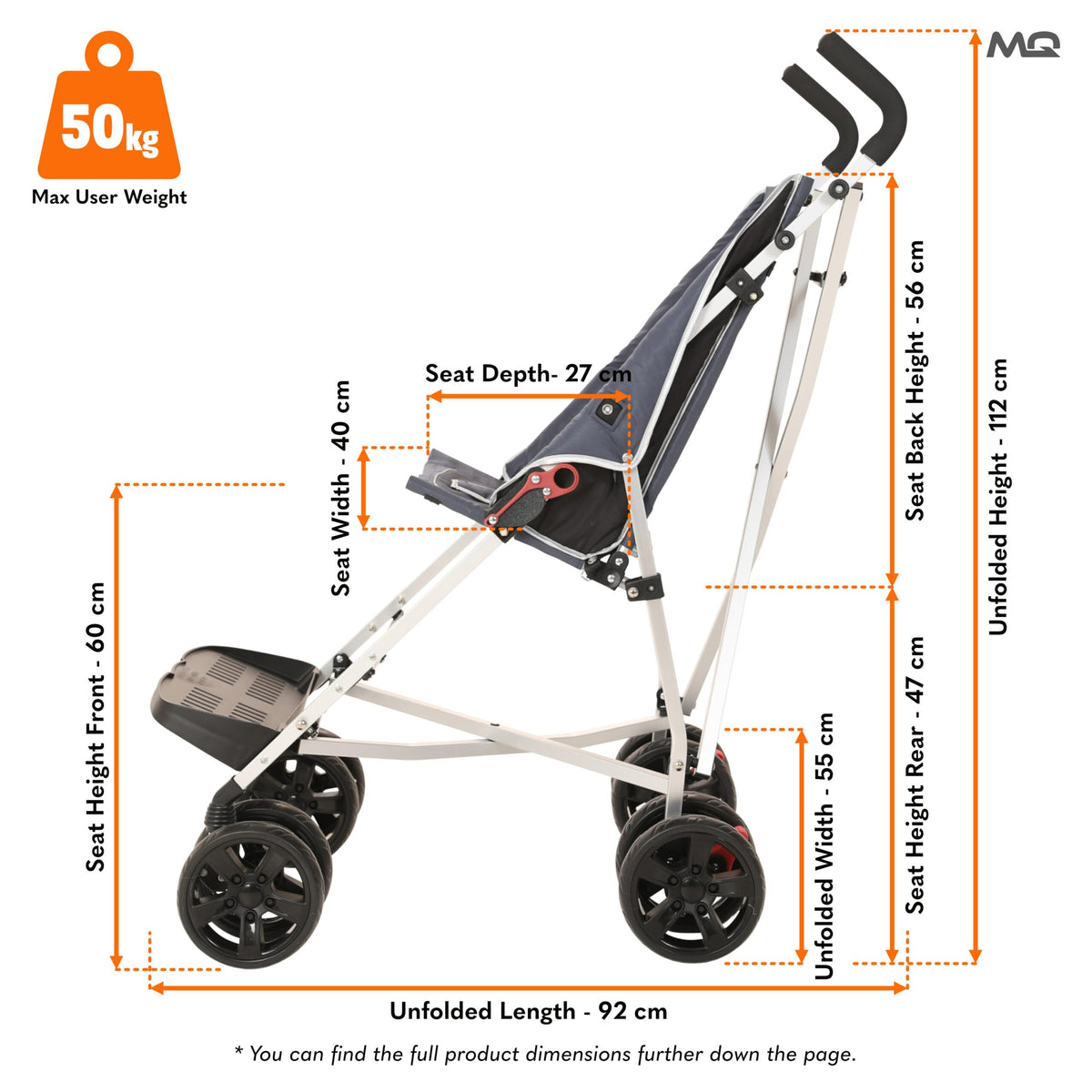 MobiQuip XL Special Needs Pushchair | Up to 50kg | Blue