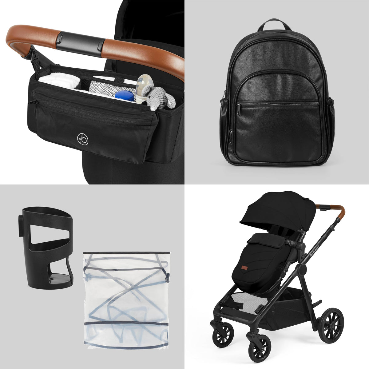 Ickle Bubba Virgo 11-Piece Single to Double Tandem Pram – Black