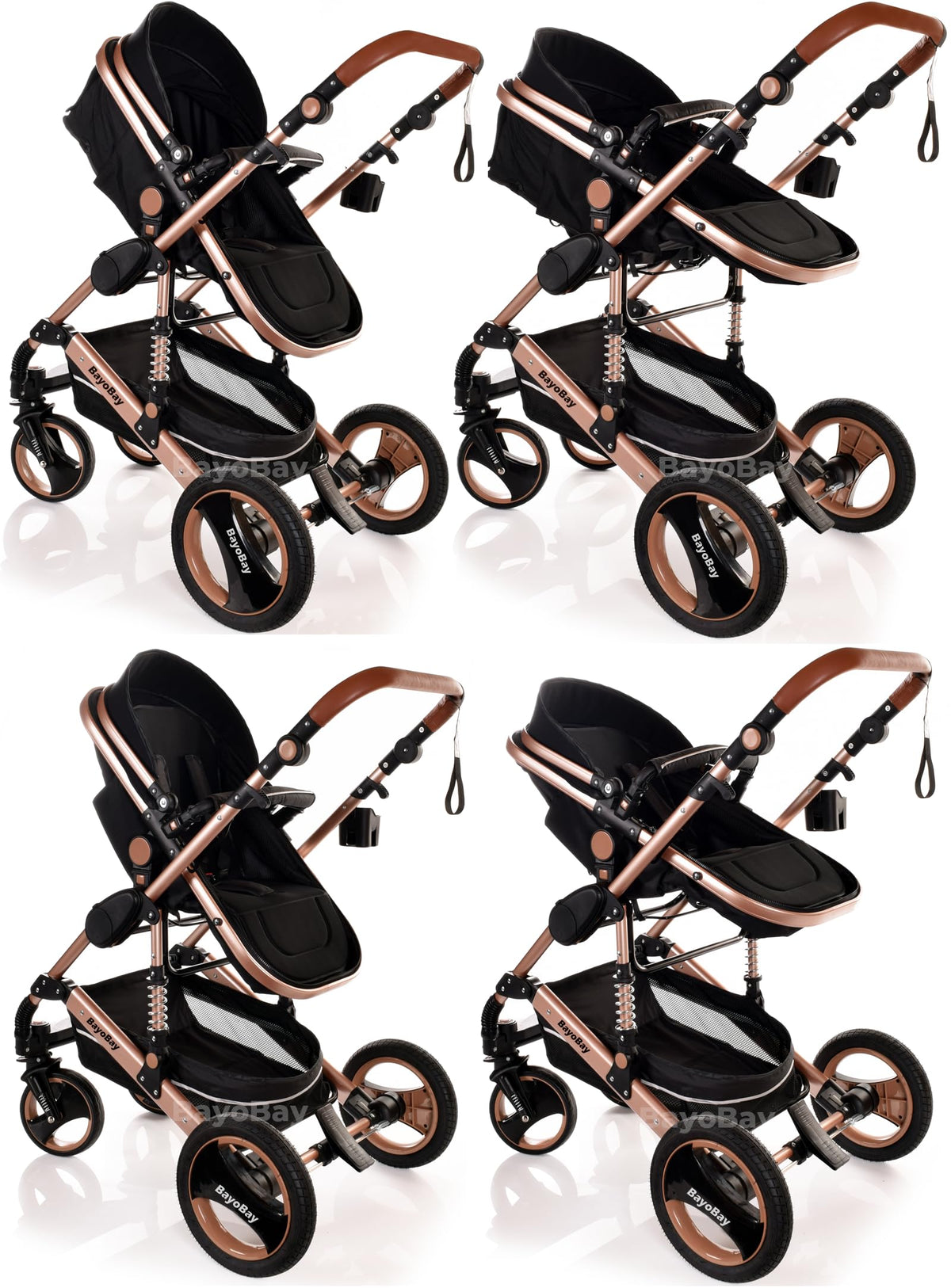BayoBay 3-in-1 Travel System Pram & Car Seat – Silver Frame
