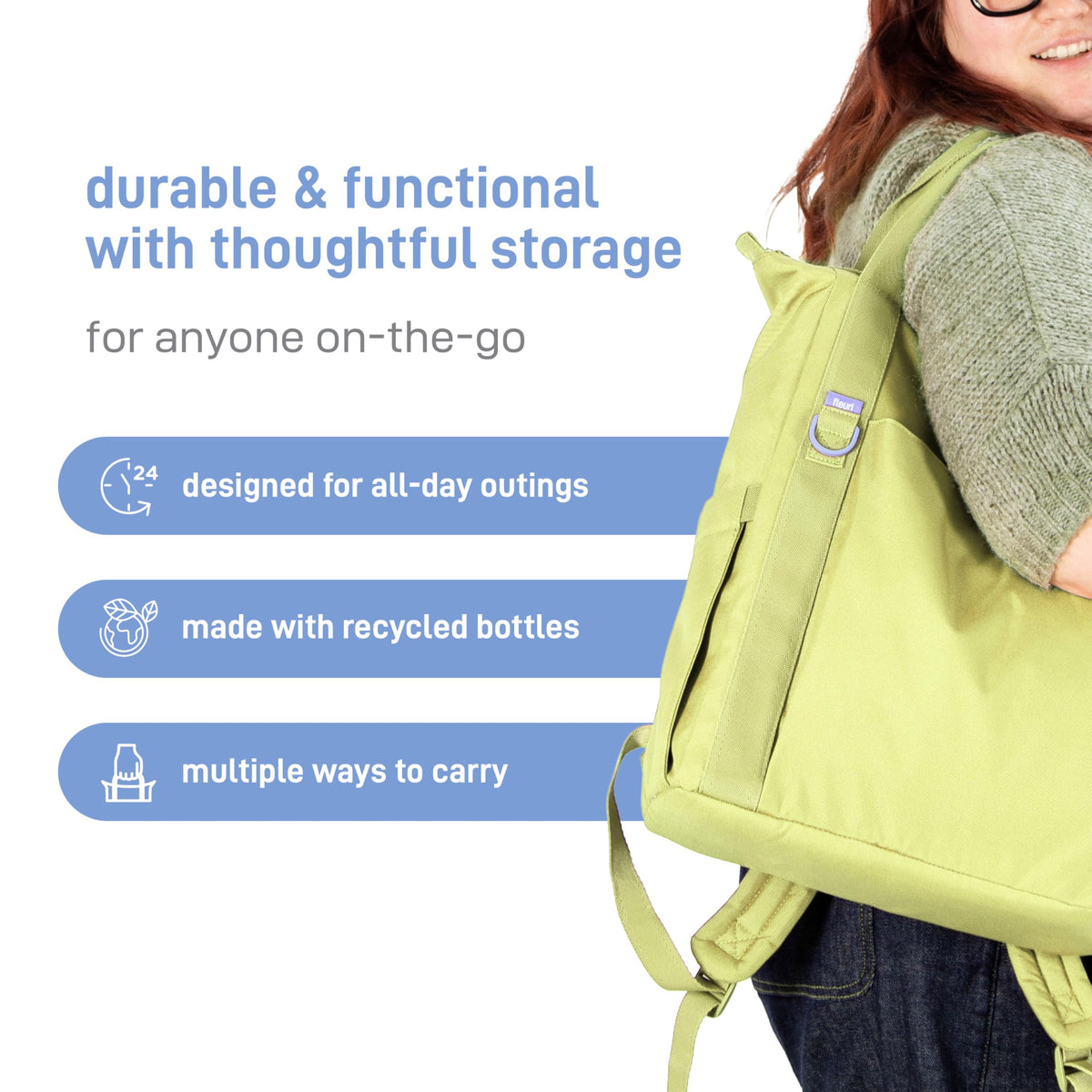 Ubbi Fleuri All-Day Diaper Bag Backpack – Honeydew