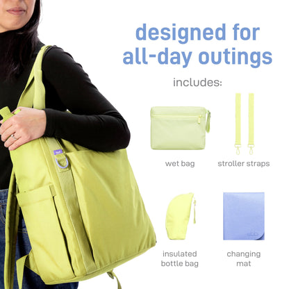 Ubbi Fleuri All-Day Diaper Bag Backpack – Honeydew