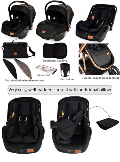 BayoBay 3-in-1 Travel System Stroller & Car Seat – Black