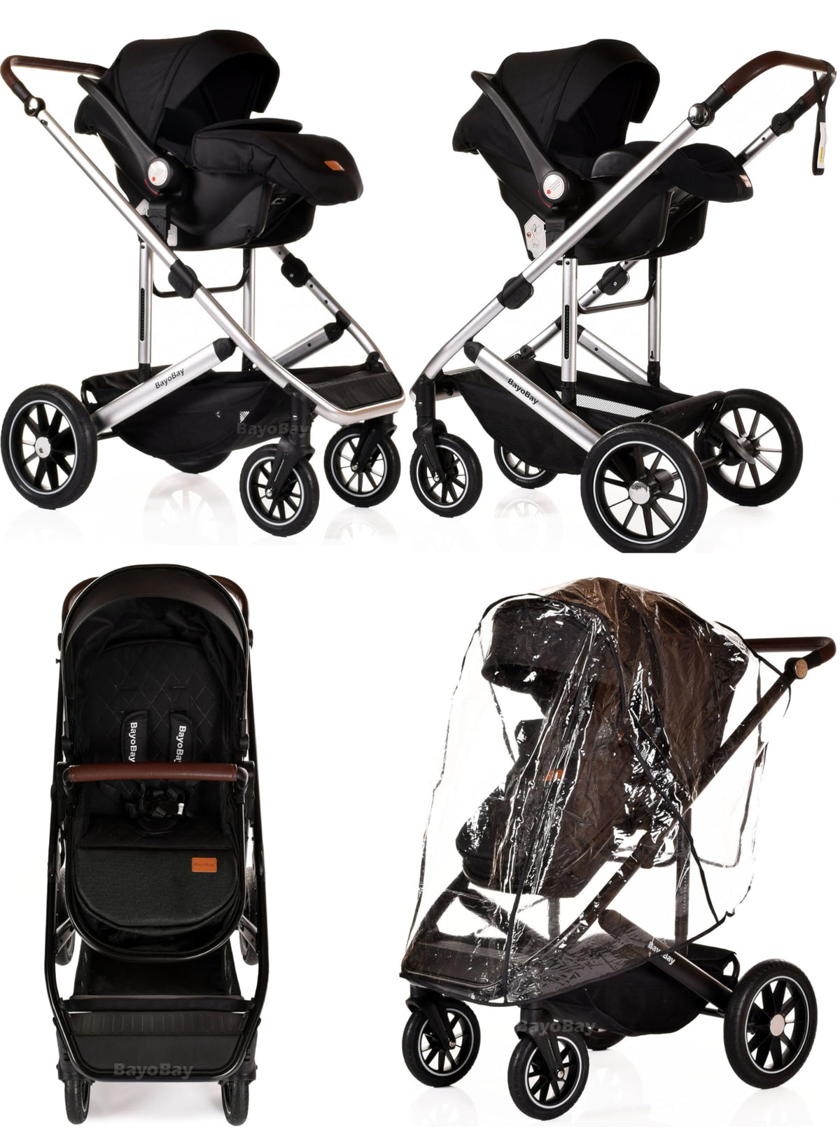 BayoBay 3-in-1 Travel System Stroller & Car Seat – Black