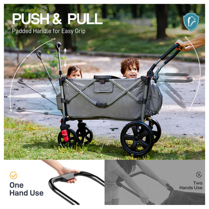 EVER ADVANCED Stroller Wagon for 2 Kids with Canopy & Harness
