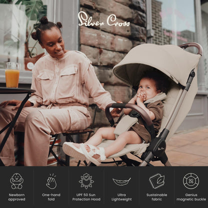Silver Cross Clic 2 Compact Stroller & Travel Bag | Latte