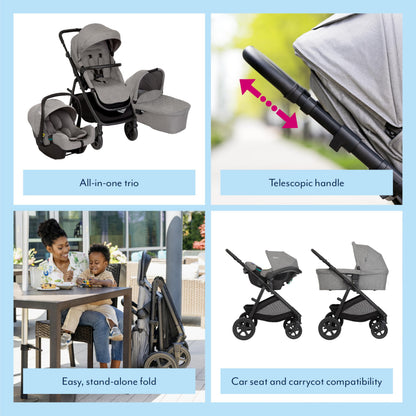 Graco Near2Me DLX Trio Travel System – Birth to 4 Years, Ash