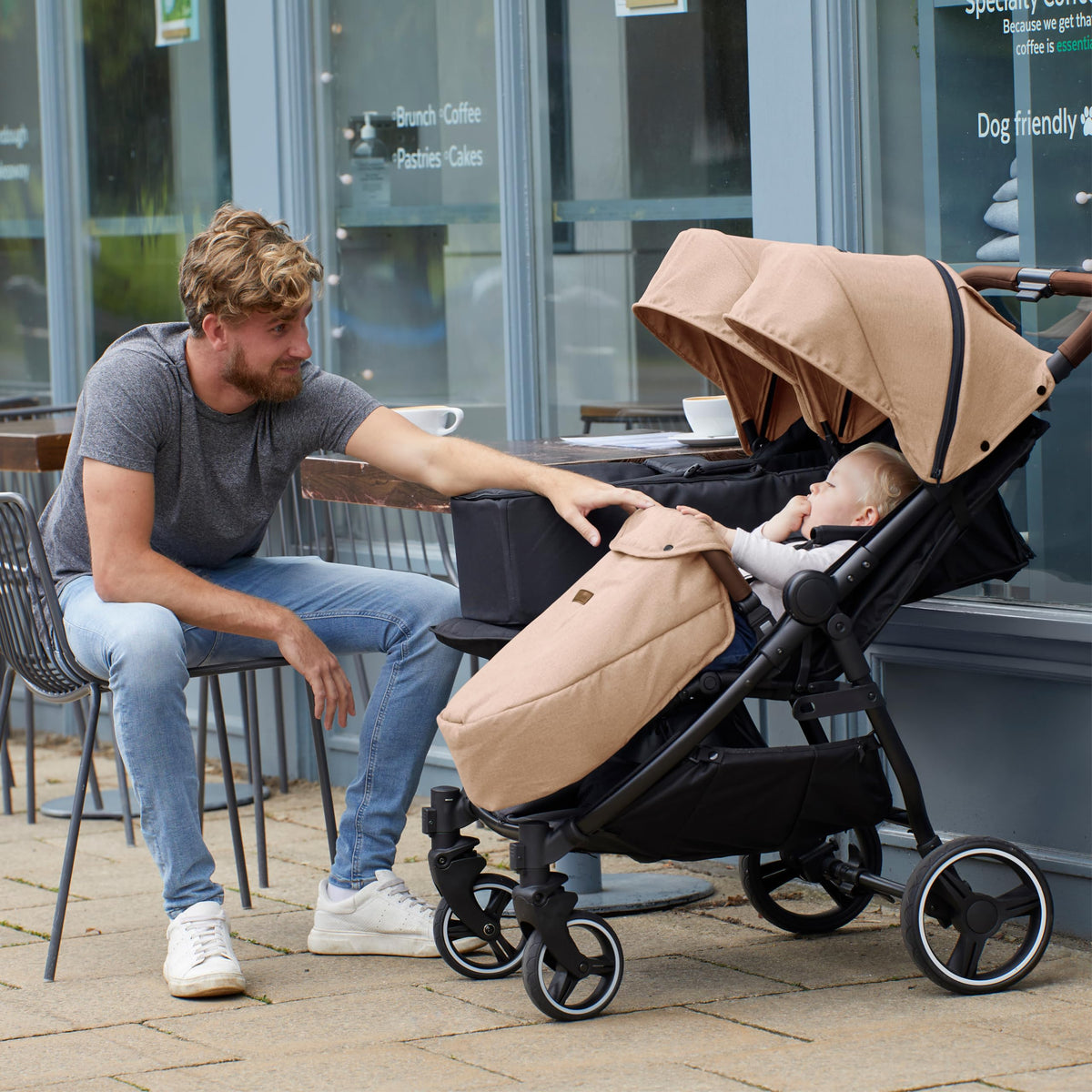 Ickle Bubba Venus Max Twin Double Stroller with Footwarmers – Black