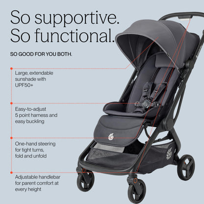 Ergobaby Metro3 Foldable Travel Stroller Birth–22kg – Grey