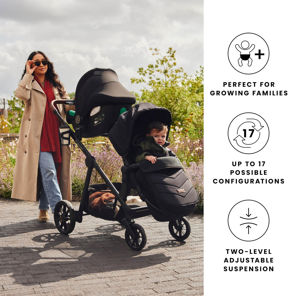 Ickle Bubba Virgo 11-Piece Single to Double Tandem Pram – Black