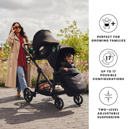 Ickle Bubba Virgo 11-Piece Single to Double Tandem Pram – Black