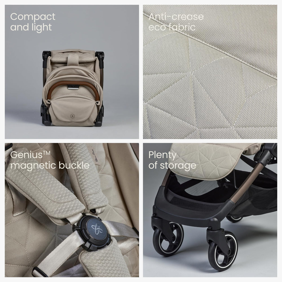 Silver Cross Clic 2 Compact Stroller & Travel Bag | Latte