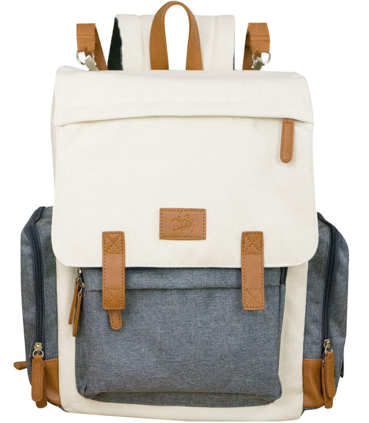 Cutie Carry Organic Cotton Diaper Bag Backpack – Cream Grey